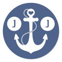 Monograma náutico azul y blanco