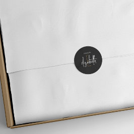 Pegatina Redonda Monograma Negocios de Belleza Personalizada