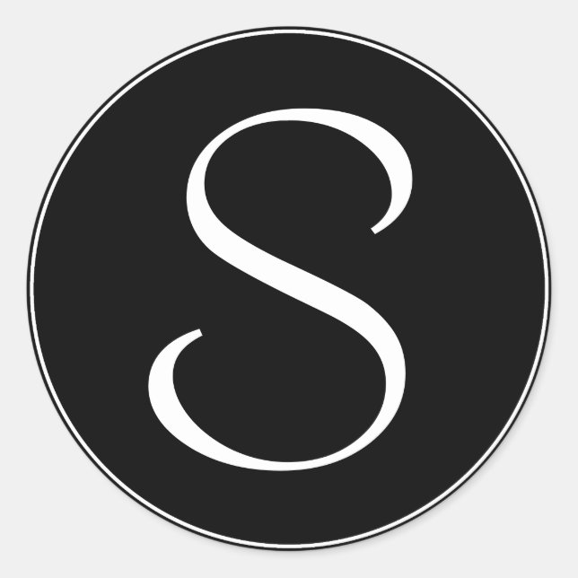 Pegatina Redonda Monograma negro BT de anillo blanco (Anverso)