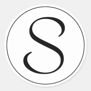 Pegatina Redonda Monograma negro del tango de Bernhard del anillo