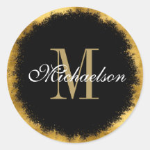 Monograma negro y Relieve metalizado dorado