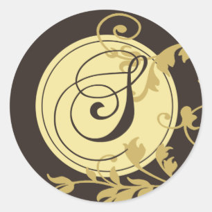 Pegatina Redonda Monograma Neopolitano inicial "S" (Epresso)