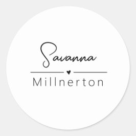 Pegatina Redonda Monograma Neutral Moderno Minimalista Elegante