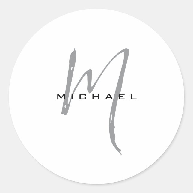 Pegatina Redonda Monograma nombre especial seres queridos (Anverso)