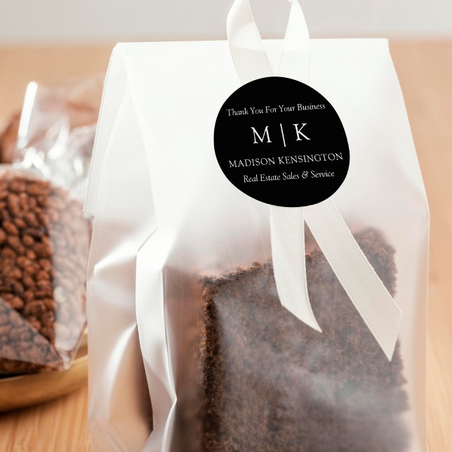 Pegatina Redonda Monograma o Agregar logotipo Regalo comercial Pequ (Edit to Customize text, colors and more)