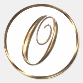 Pegatina Redonda Monograma O Faux Bronze