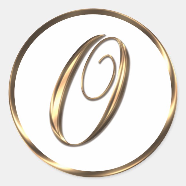 Pegatina Redonda Monograma O Faux Bronze (Anverso)