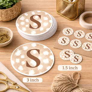 Pegatina Redonda Monograma personalizado de ciervo, cervatillo del 