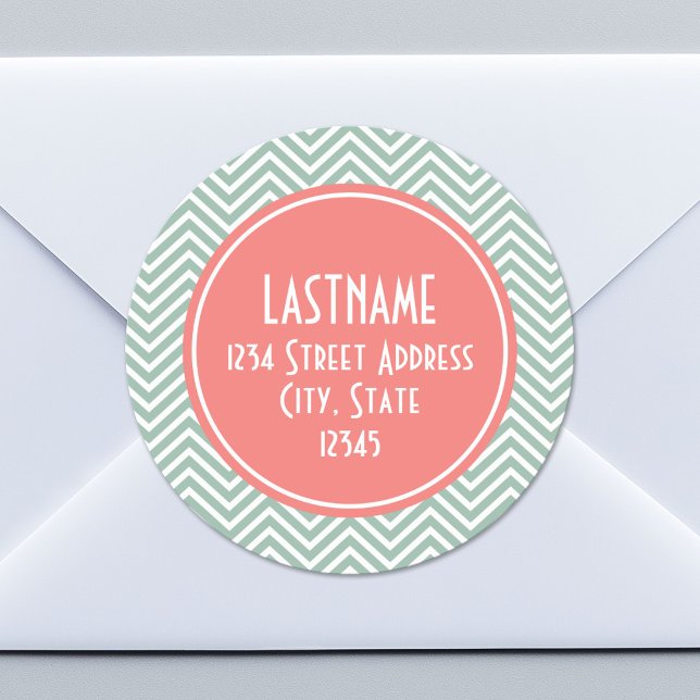 Pegatina Redonda Monograma Personalizado de la Casa de la Moneda y  (Custom Return Address Sticker)