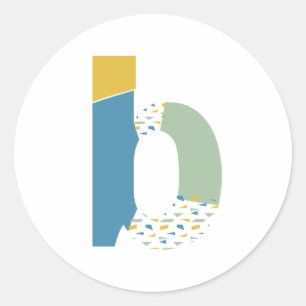 Pegatina Redonda Monograma personalizado de letra B abstracta moder