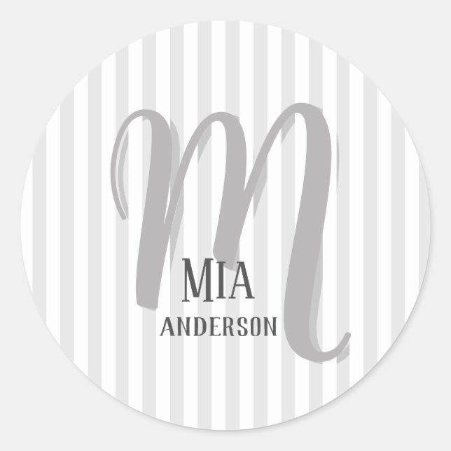 Pegatina Redonda Monograma personalizado de Vibe matutino (Anverso)