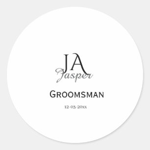 Pegatina Redonda Monograma personalizado padrino mejor hombre nombr