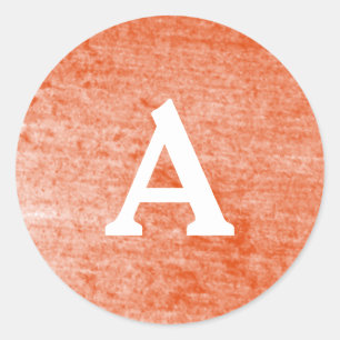 Pegatina Redonda Monograma personalizado rojo y blanco