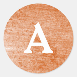 Pegatina Redonda Monograma personalizado rojo y blanco