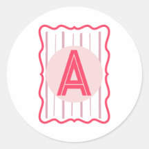 Monograma Personalizado Rosa con Borde Ondulado