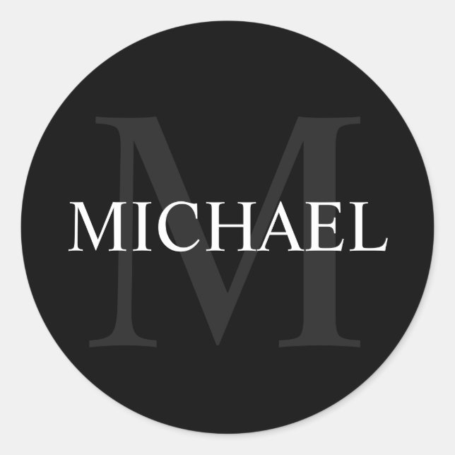 Pegatina Redonda Monograma personalizado y apariencia de mármol de  (Anverso)