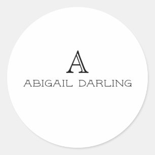 Pegatina Redonda Monograma profesional clásico elegante