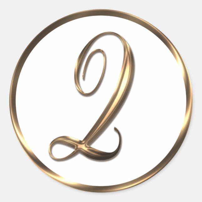 Pegatina Redonda Monograma Q Faux Bronze (Anverso)