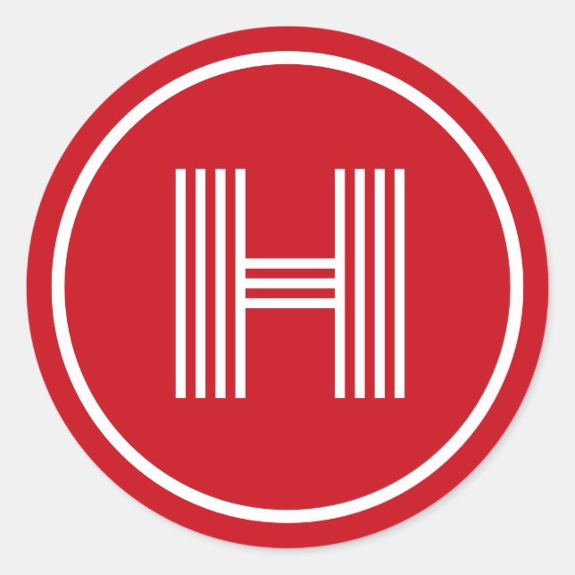 Pegatina Redonda Monograma retro rojo veneciano inicial (Anverso)