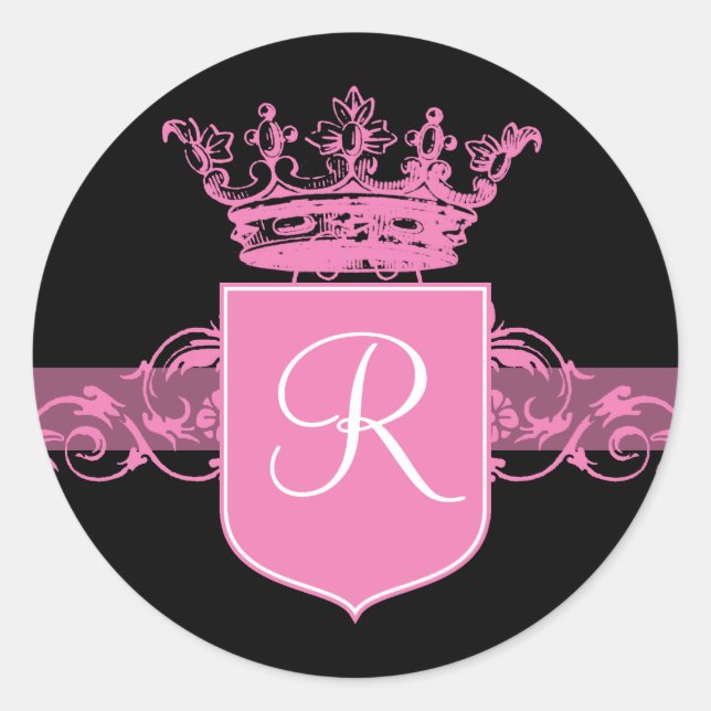 Pegatina Redonda Monograma rosa (Anverso)