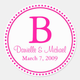 Pegatina Redonda Monograma rosa caliente