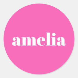 Pegatina Redonda Monograma rosa caliente
