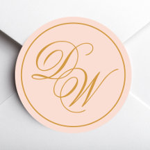 Monograma Rosa Claro 2 Iniciales Caligrafía Dorada