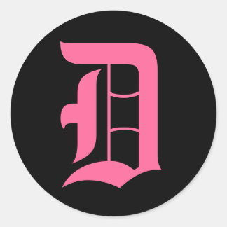 Pegatina Redonda Monograma rosa D
