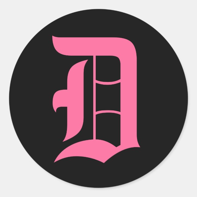 Pegatina Redonda Monograma rosa D (Anverso)