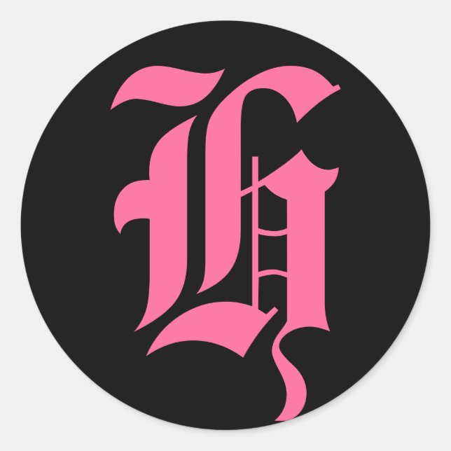 Pegatina Redonda Monograma rosa H (Anverso)