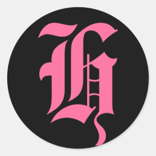 Pegatina Redonda Monograma rosa H