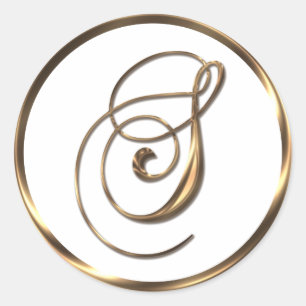 Pegatina Redonda Monograma S Faux Bronze