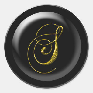 Pegatina Redonda Monograma S Para Bodas