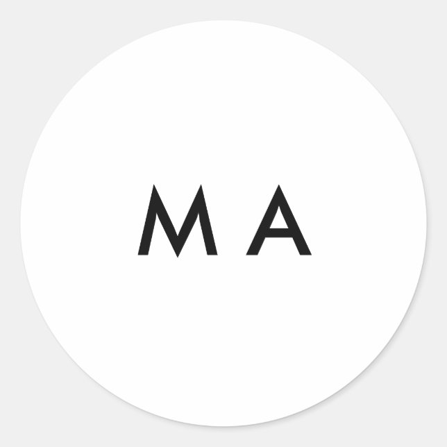 Pegatina Redonda Monograma simple añada su letra de nombre man mini (Anverso)