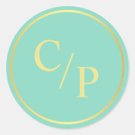 Pegatina Redonda Monograma simple con leche y oro