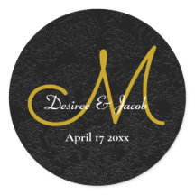 Monograma simple de matrimonio elegante blanco de 