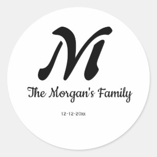 Pegatina Redonda monograma simple personalizado añade tu nombre bod