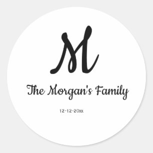 Pegatina Redonda monograma simple personalizado añade tu nombre bod