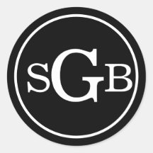 Monograma tradicional circular en blanco y negro