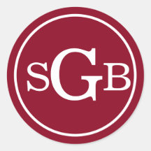 Monograma tradicional circular roja oscuro