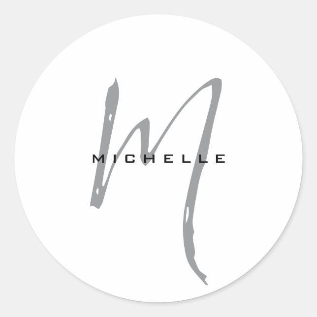 Pegatina Redonda Monograma Tu Nombre Regalo Especial De Los Querido (Anverso)