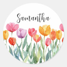 Monograma Tulipanes Primavera Flores coloridas y a