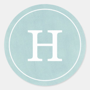 Pegatina Redonda Monograma turquesa de Debonair