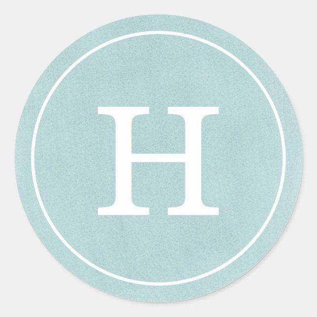 Pegatina Redonda Monograma turquesa de Debonair (Anverso)