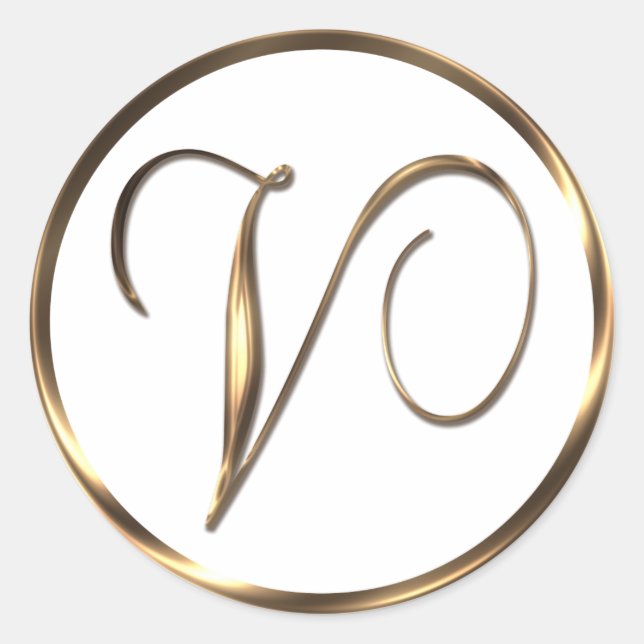 Pegatina Redonda Monograma V Faux Bronze (Anverso)