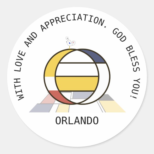 Pegatina Redonda Monograma vanguardista de estilo artístico. Letra  (Anverso)