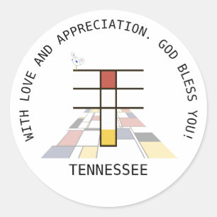 Pegatina Redonda Monograma vanguardista de estilo artístico. Letra 