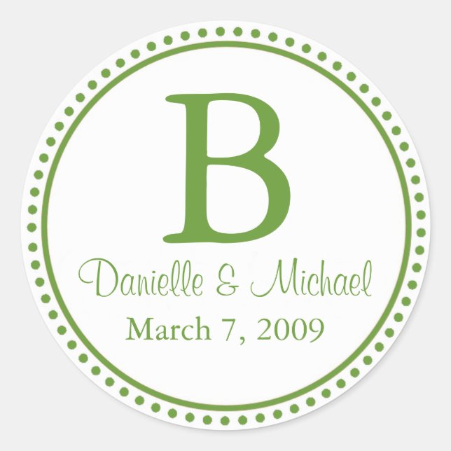 Pegatina Redonda Monograma verde (Anverso)