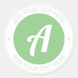 Pegatina Redonda Monograma verde blanco y sabio o logotipo de adici