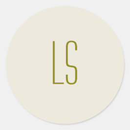 Pegatina Redonda Monograma verde sabio simple inicial
